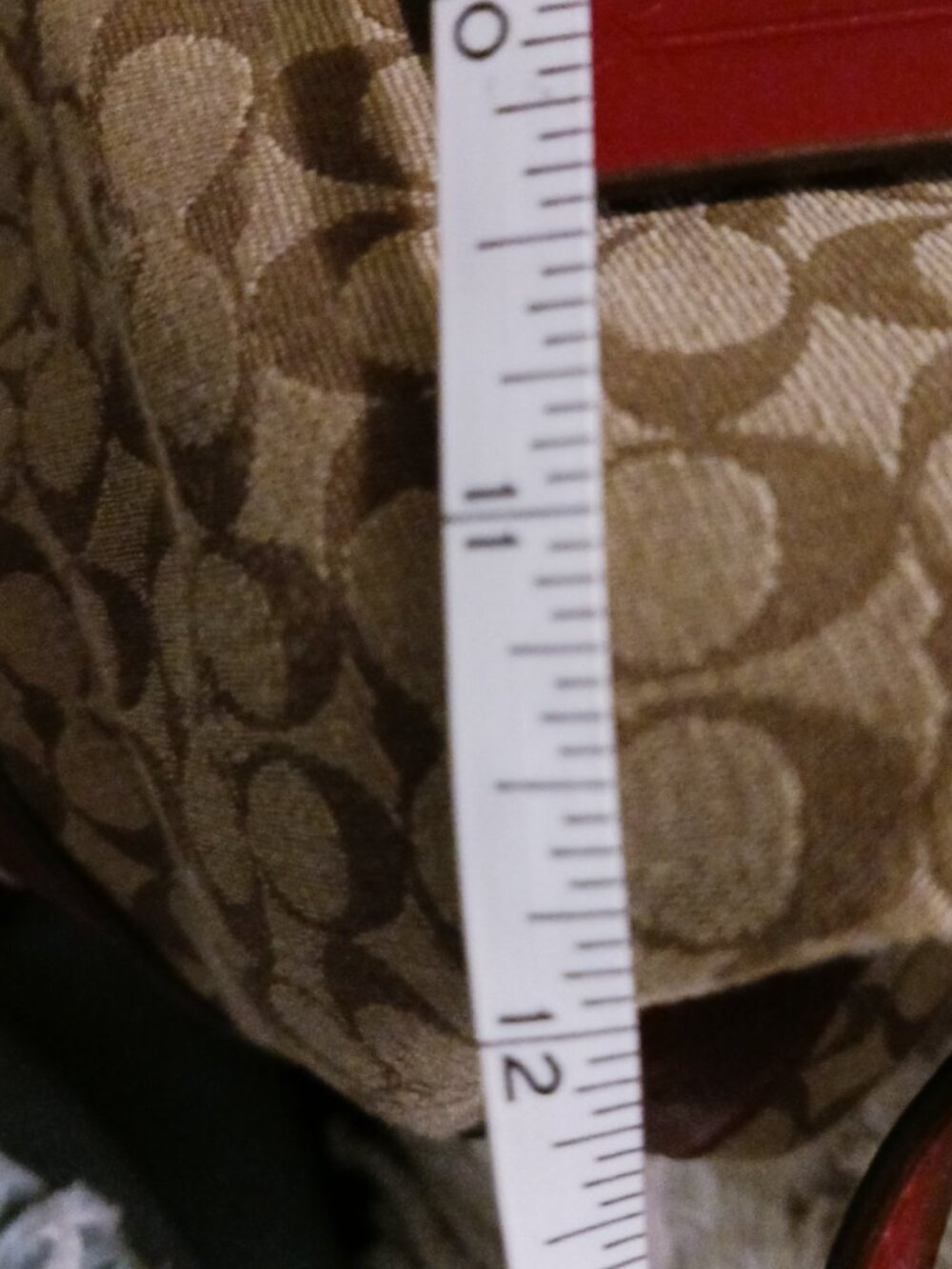 Coach Purse Red and Signature Tan - Picture 3 of 6